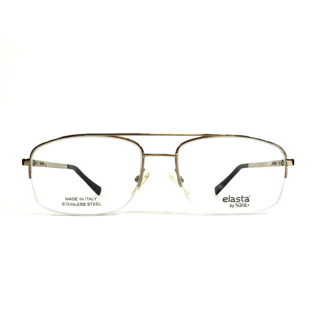 Elasta by Safilo Eyeglasses Frames E7246 J5G Gold Aviator Half Rim 56-17-145